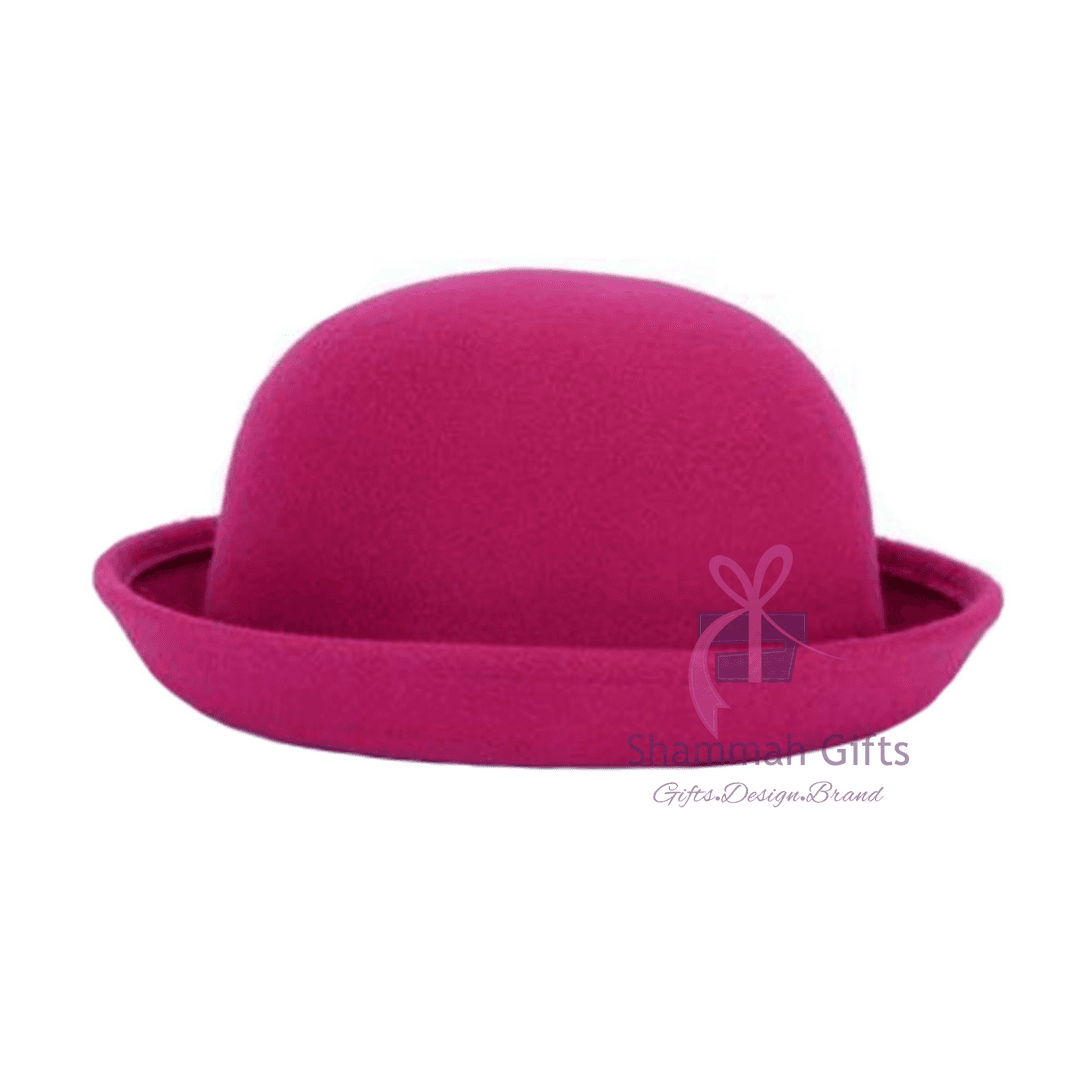 Hot pink velvet fedora for ladies