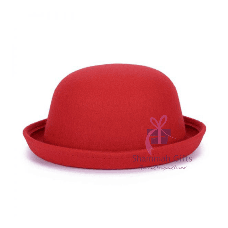 A picture of a Red velvet fedora hat for ladies