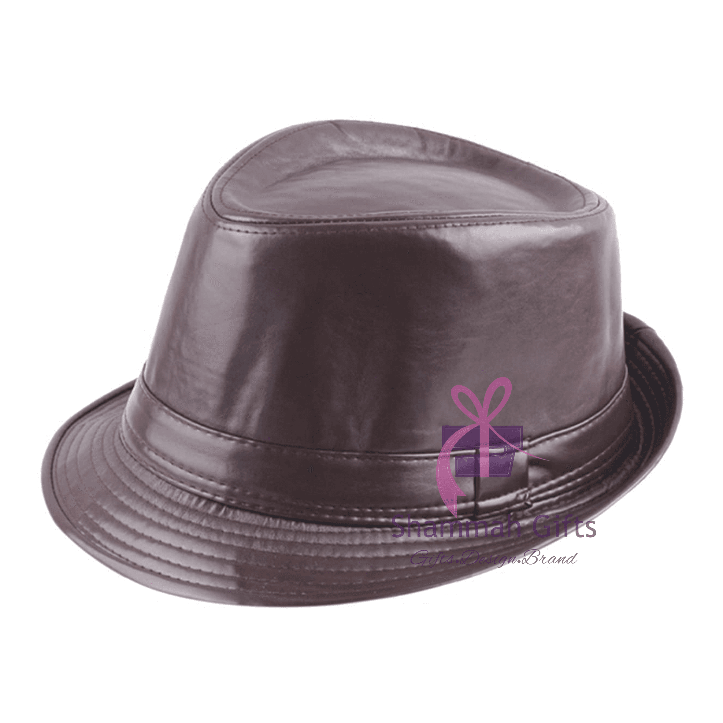 Brown leather Fedora Hat for men