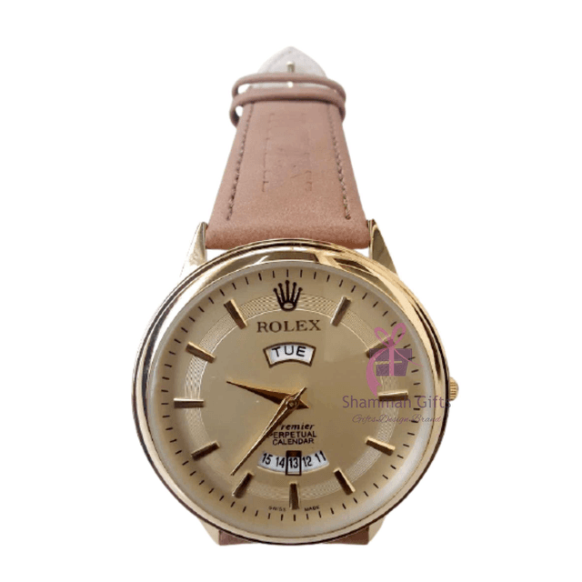 Rolex watch with Leather straps- brown