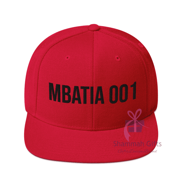 Red snapback cap with customized 