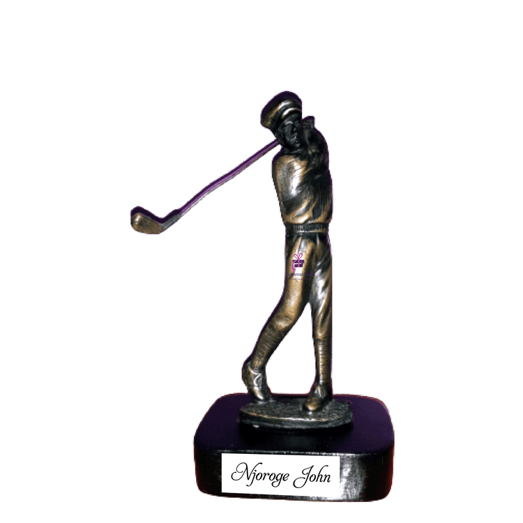 A picture of a Golfer sculpture -small size