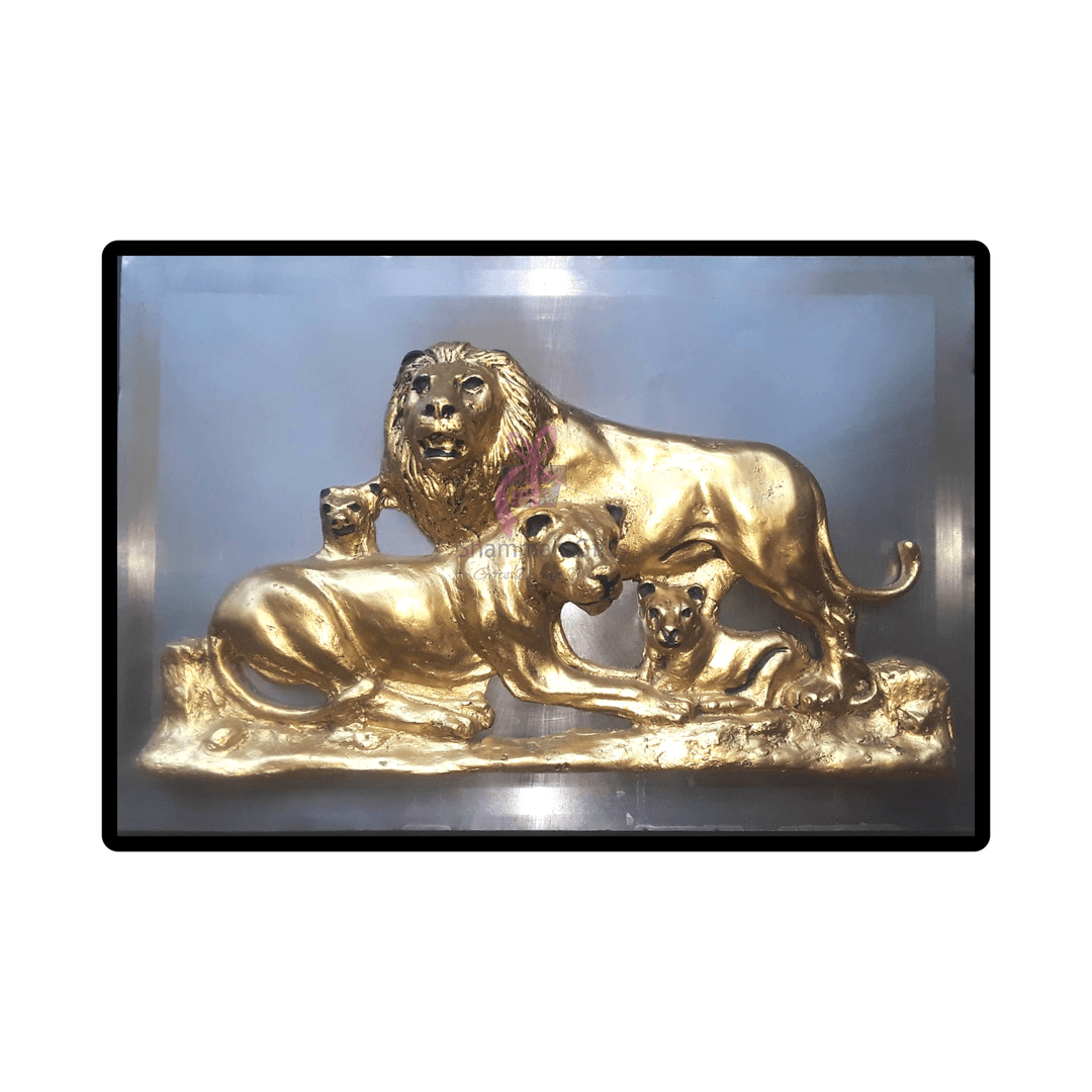 LION FAMILY ART WALL-MOUNT SCULPTURE