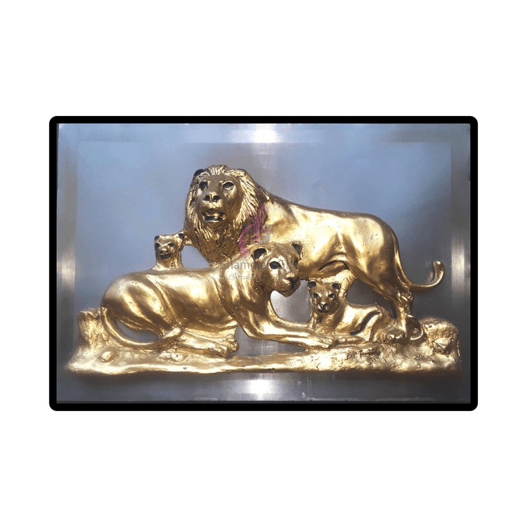 A picture of a LION FAMILY ART WALL-MOUNT SCULPTURE