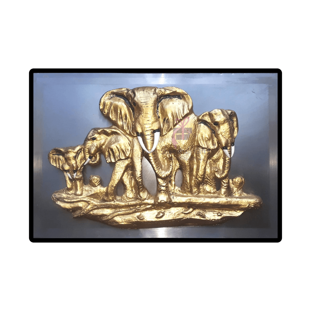 ELEPHANT FAMILY ART WALL-MOUNT SCULPTURE