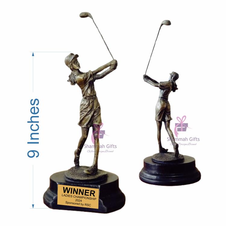 A picture of a Lady Golfer Sculpture Trophy